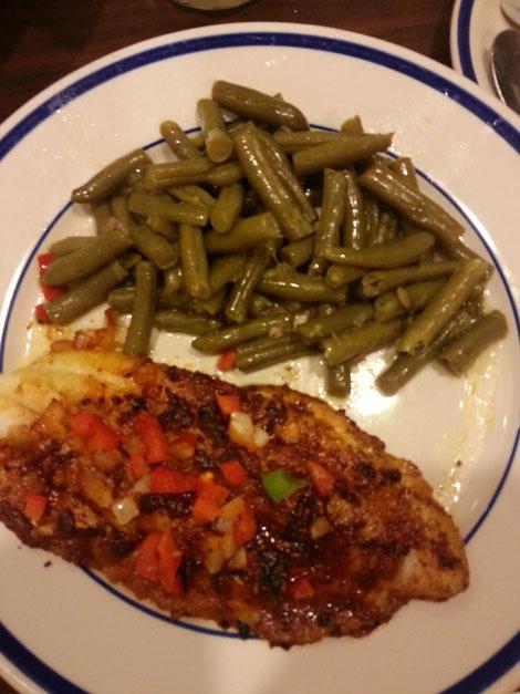 cena-sana-da-Bob-evans-pesce-e-fagiolini dove mangiare sano negli stati uniti