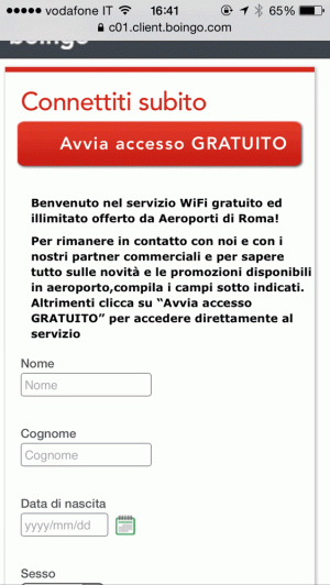wifi gratis fiumicino